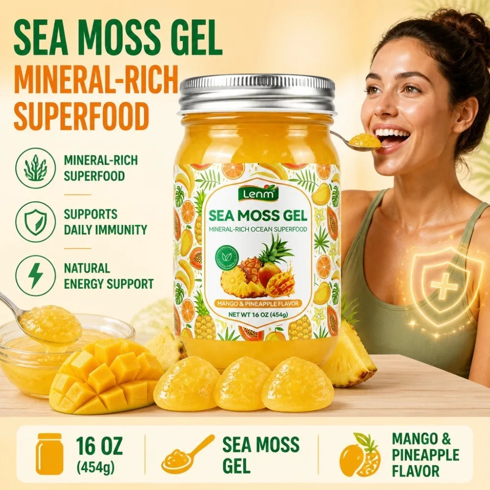 Wildcrafted Irish Sea Moss Gel Mango Pineapple 454g Sea Moss Supplement Qst