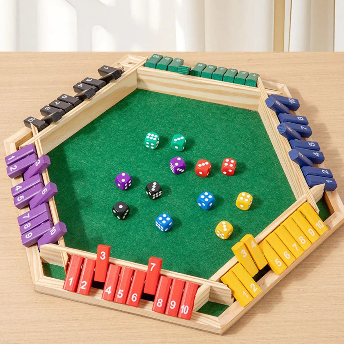 Wooden Shut the Box Game – 6-Sided Dice Math Board Game Wooden Board Game Qme