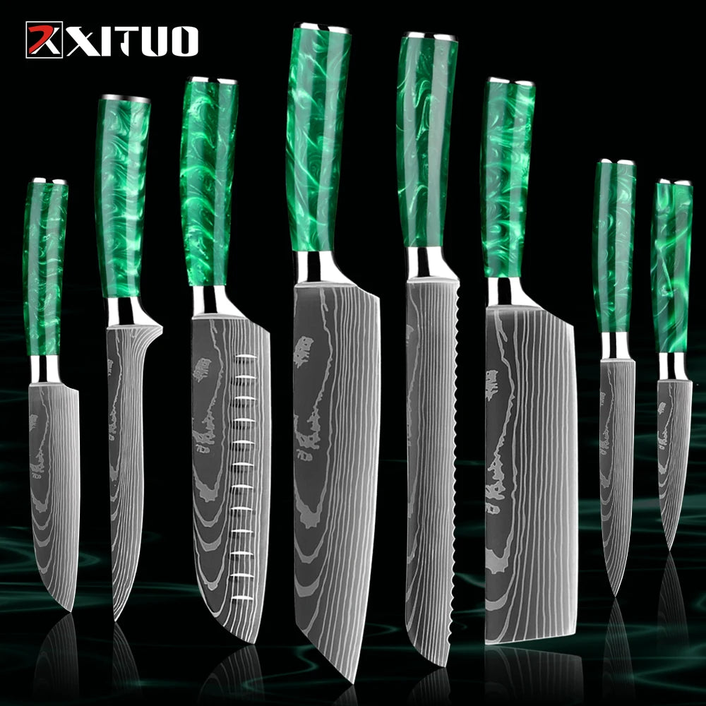 XITUO Chef Knife Set 1-8 Piece High Carbon Steel Kitchen Knives Kitchen Knife Set Qst 8PCS Knife