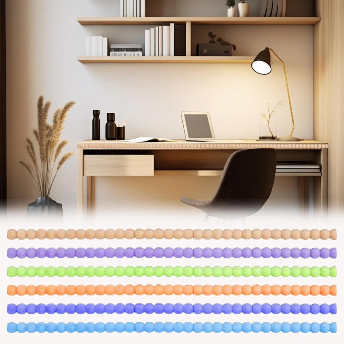 Unfinished Beech Half Bead Wood Trim Molding Strips – 10 Pcs Wood Trim Molding Qme