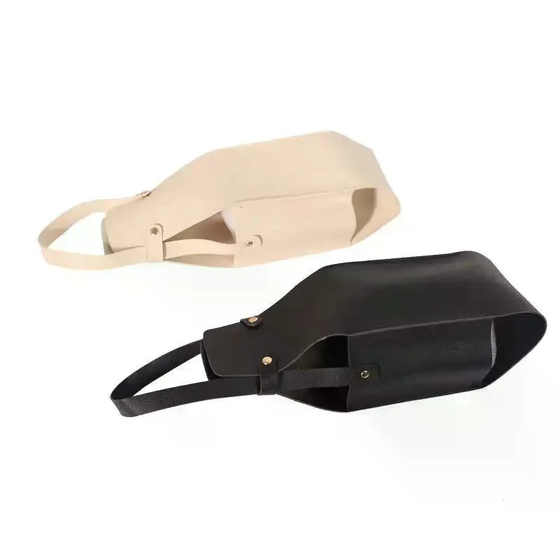 Elegant Reusable PU Leather Wine Bag | Double Layer Tote Wine Bottle Tote Qme