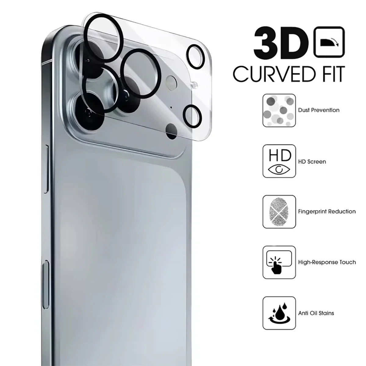 5-Pack Tempered Glass Camera Lens Protector – iPhone 17 Camera Lens Protector Qme