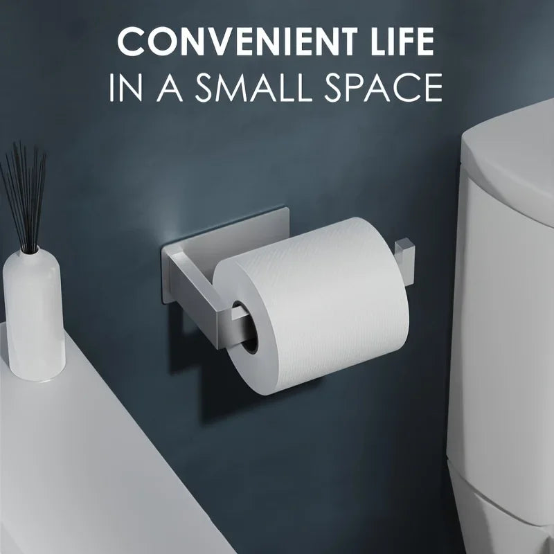 Self-Adhesive Wall-Mounted Square Toilet Paper Holder – Steel Toilet Paper Holder Qme