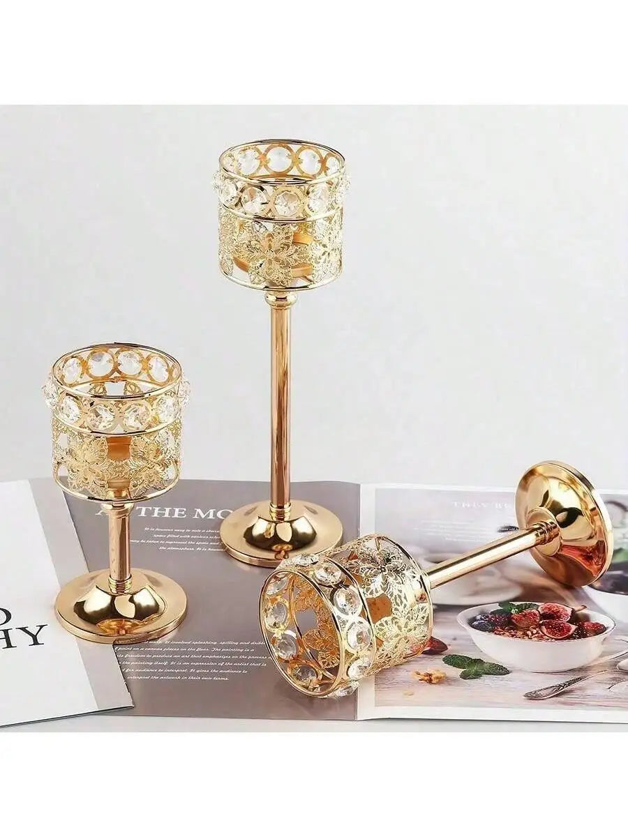 Crystal Candle Holder 3 Sizes – Wedding Table Centerpiece Crystal Candle Holder Qme