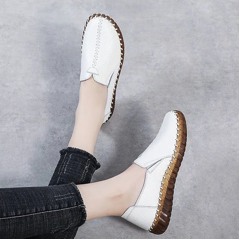 Women's Slip-On Moccasin Loafers – Microfiber Flat Shoes Women's Flat Loafers Qst Beige 35