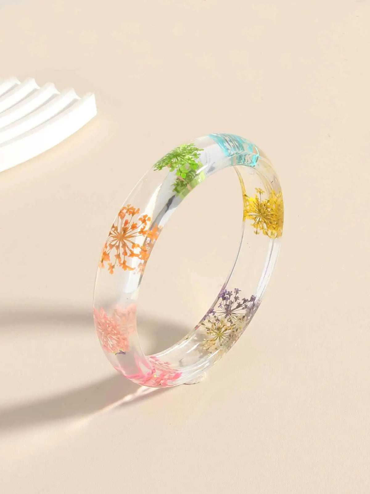 Vintage Flower Leaf Transparent Acrylic Wide Bangle Bracelet Bangle Bracelet Qme B 65mm