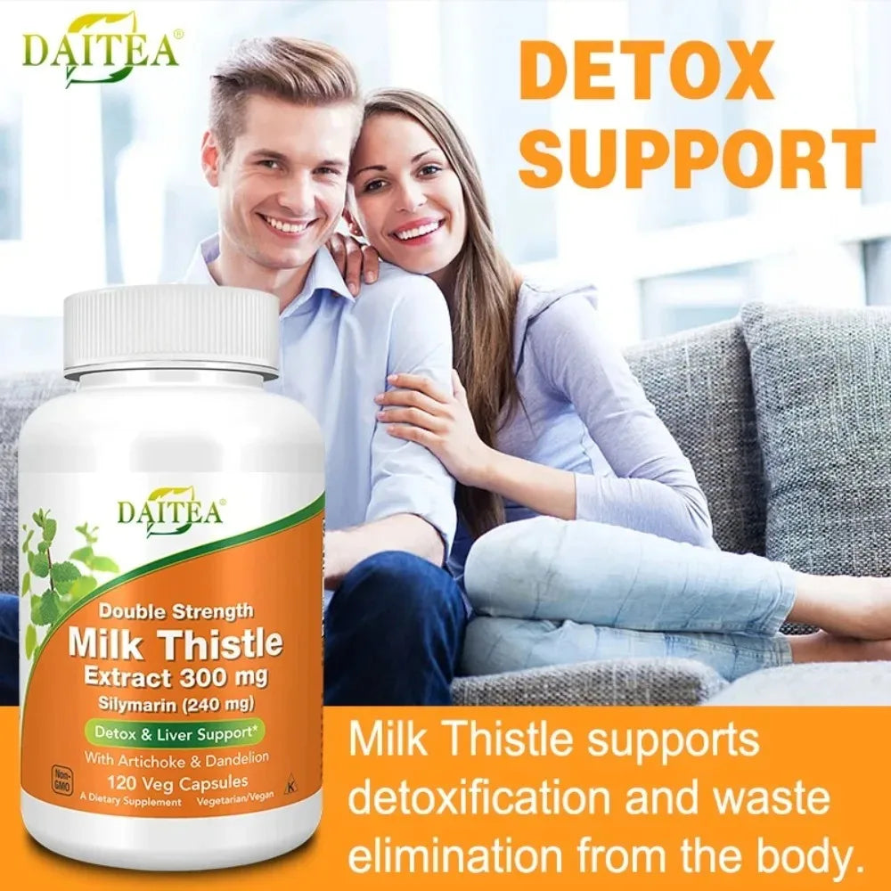 Milk Thistle 300mg Capsules + Dandelion Root | Liver Support Herbal Supplement Qst