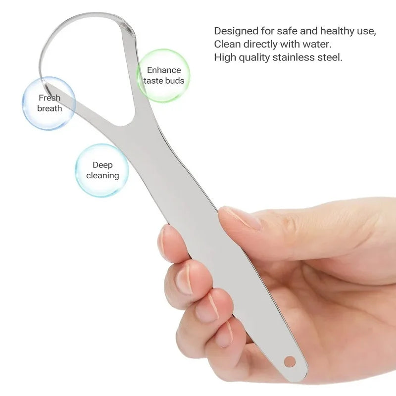Reusable Stainless Steel Tongue Scraper – Fresh Breath Tool Tongue Scraper Qme