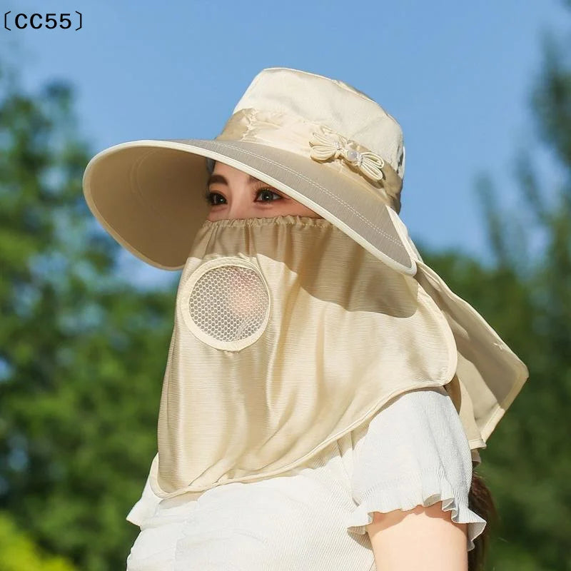 Wide Brim UV Protection Sun Hat – Breathable Neck Flap Women Wide Brim Sun Hat Qst