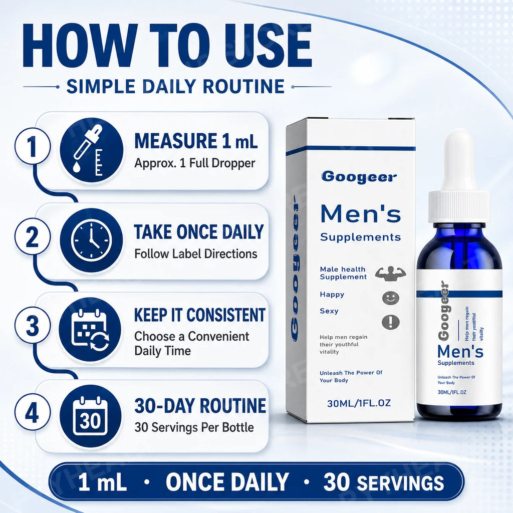 Men's Vitality Drops – Ginseng, Ginkgo, Grape Seed & B12 Herbal Supplement Drops Qst