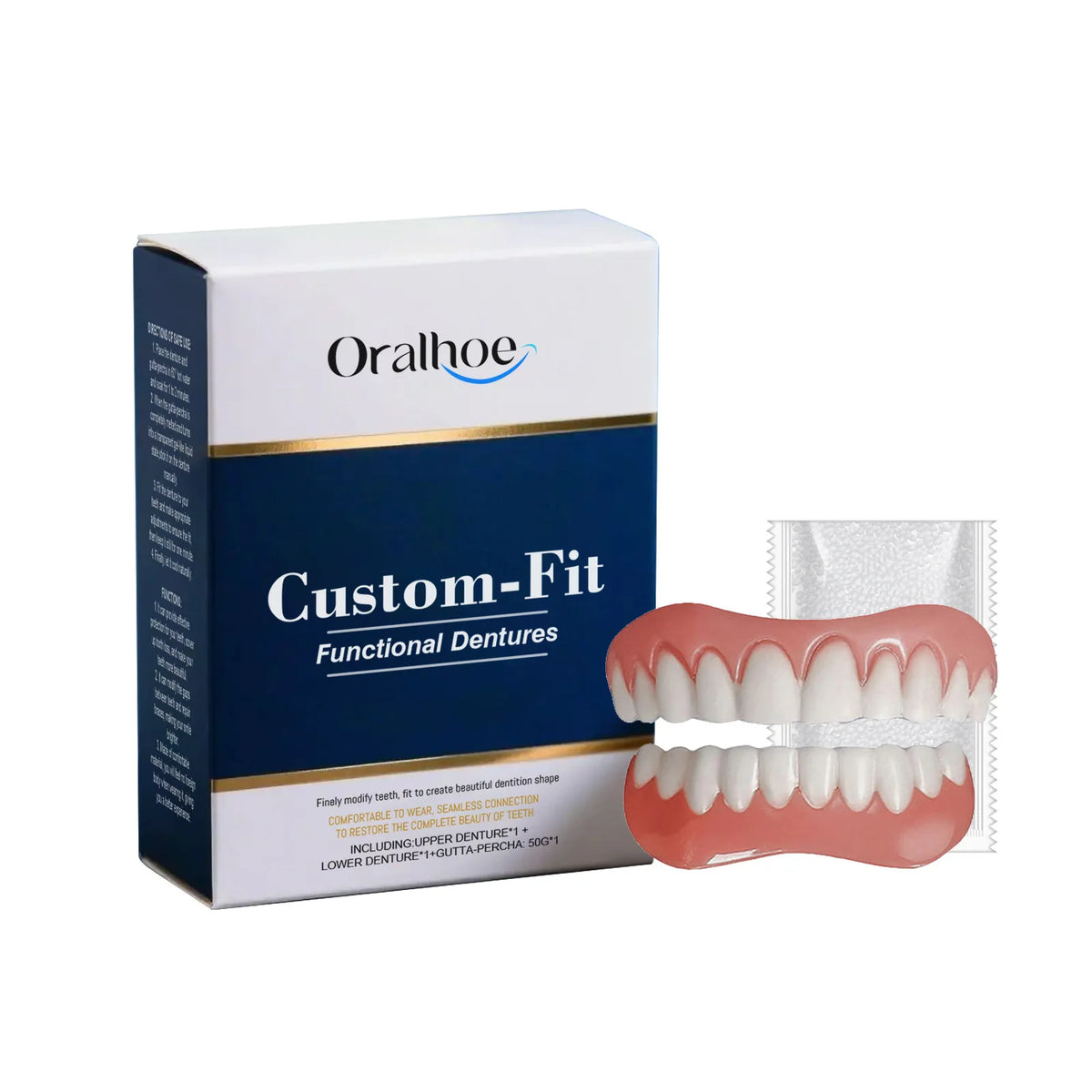 Oralhoe Soft Silicone Denture Kit – Upper & Lower Set Cosmetic Denture Kit Qst 1set boxed