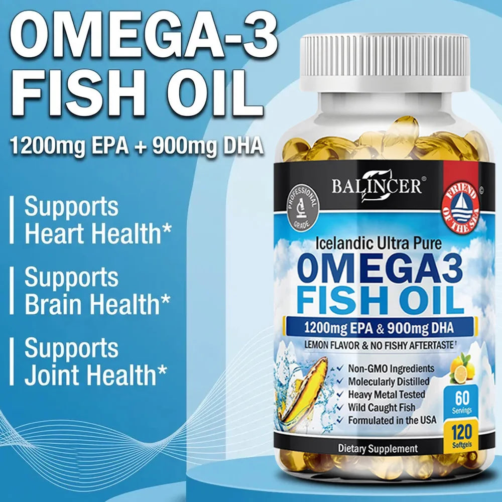 Triple Strength Omega-3 Fish Oil 2250mg – EPA 1200 DHA 900 Omega-3 Supplement Qst