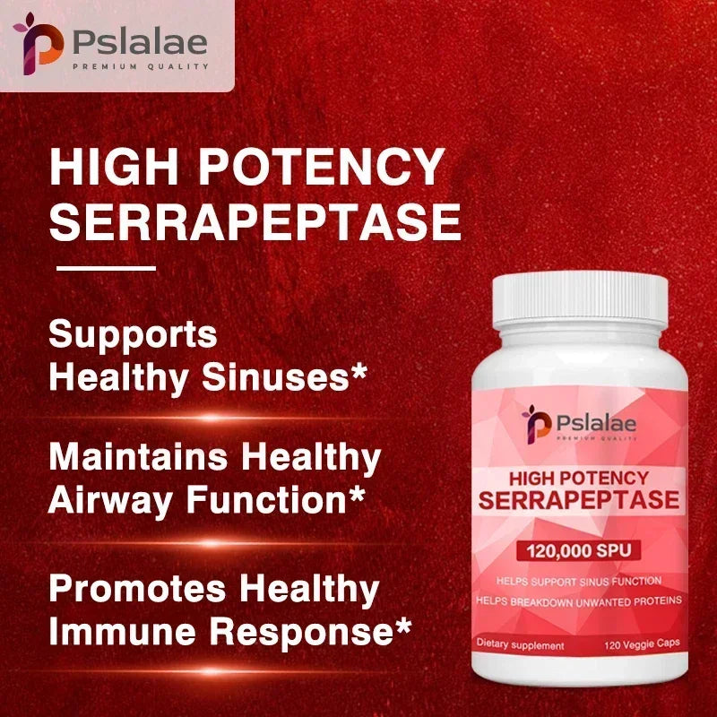 Serratiopeptidase Capsules – Sinus & Immune Support | Pslalae Enzyme Supplement Qst
