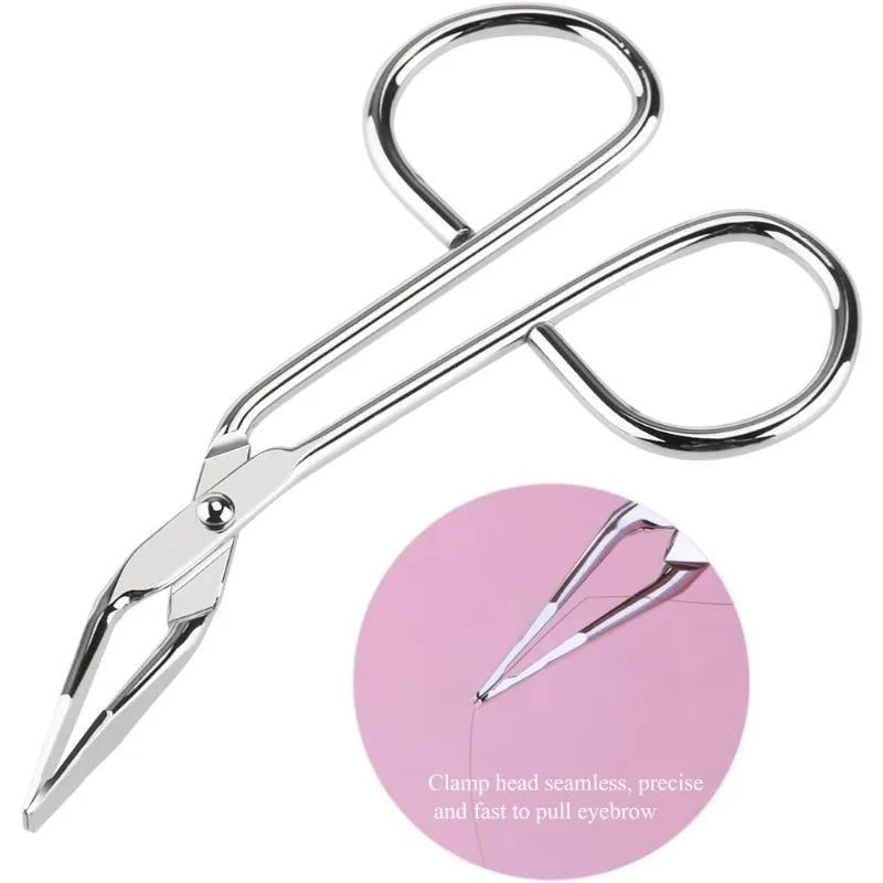 Stainless Steel Eyebrow Scissors & Flat Tip Tweezers Set Eyebrow Grooming Set Qme