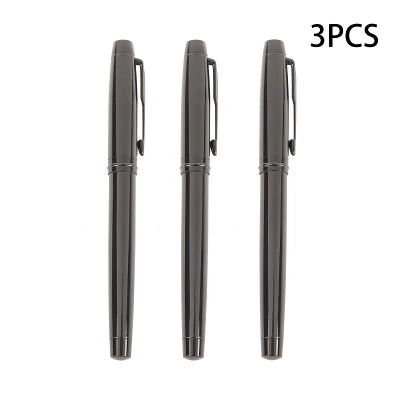 Silver Gray Metal Fountain Pen – Medium Iridium Tip Fountain Pen Qme 3PCS