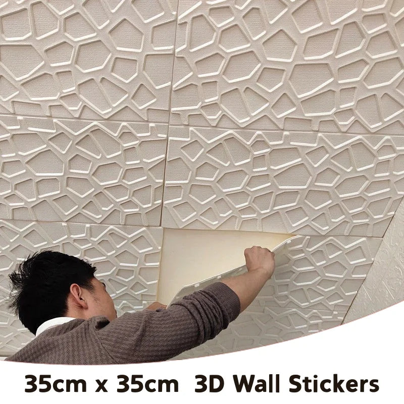 3D Grid Self-Adhesive Wall Sticker – Stain Resistant PVC Panel 3D Wall Sticker Qme