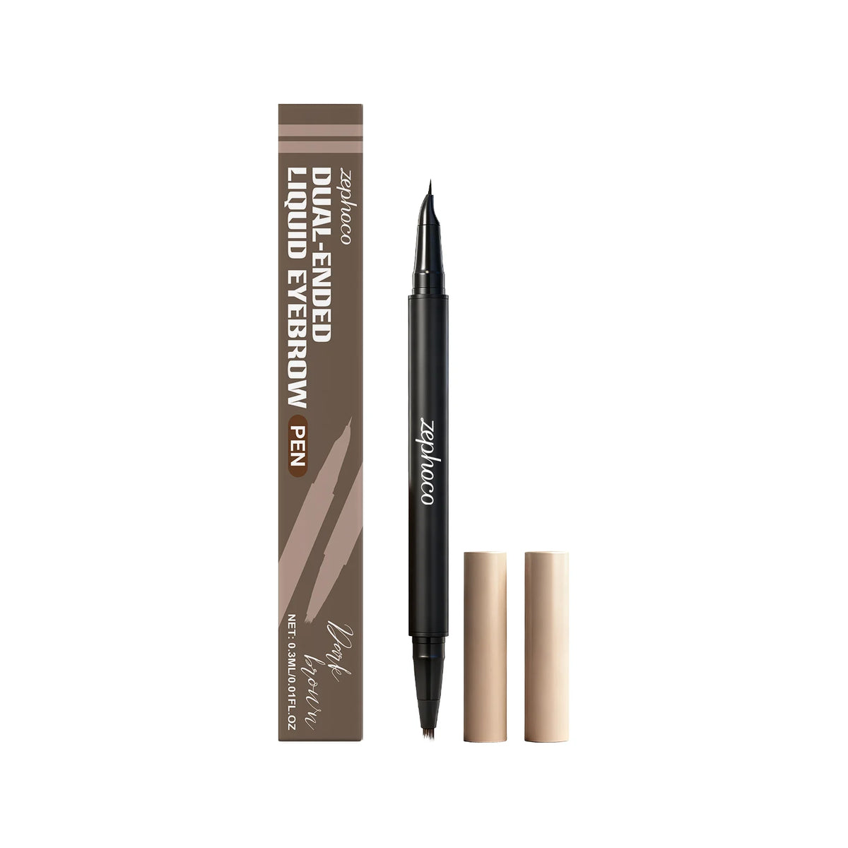 Zephoco 2-in-1 Waterproof Microblading Eyebrow Pen & Eyeliner Eyebrow Makeup Pen Qst Dark Brown