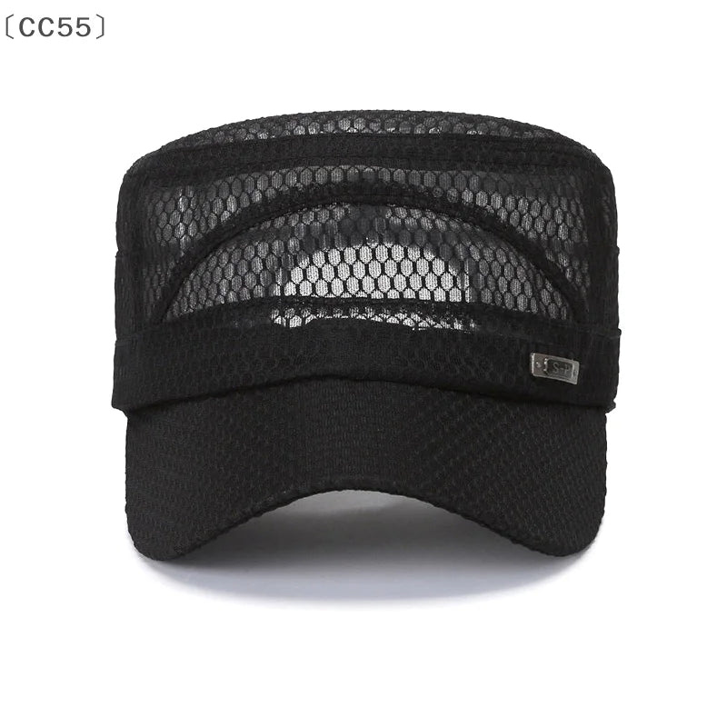 Men's Mesh Snapback Cap – Breathable Flat Top Trucker Baseball Hat Snapback Baseball Cap Qst