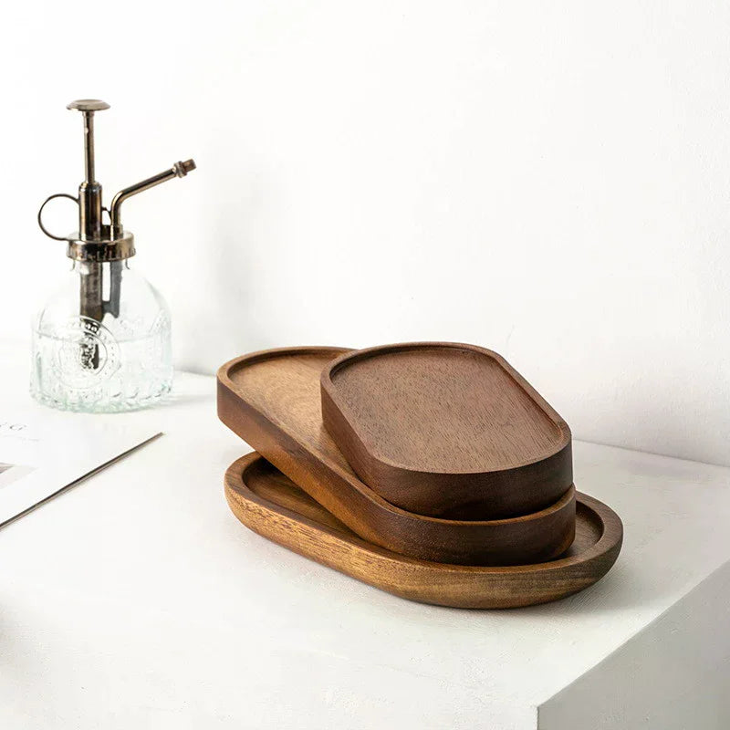 Japanese Beech Wood Oval Tray | Mini Solid Wooden Plate Wooden Serving Tray Qme