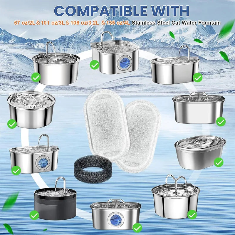 Pet Fountain Replacement Filters – Cotton, Multi-Pack | Qme Fountain Filter Pack Qme