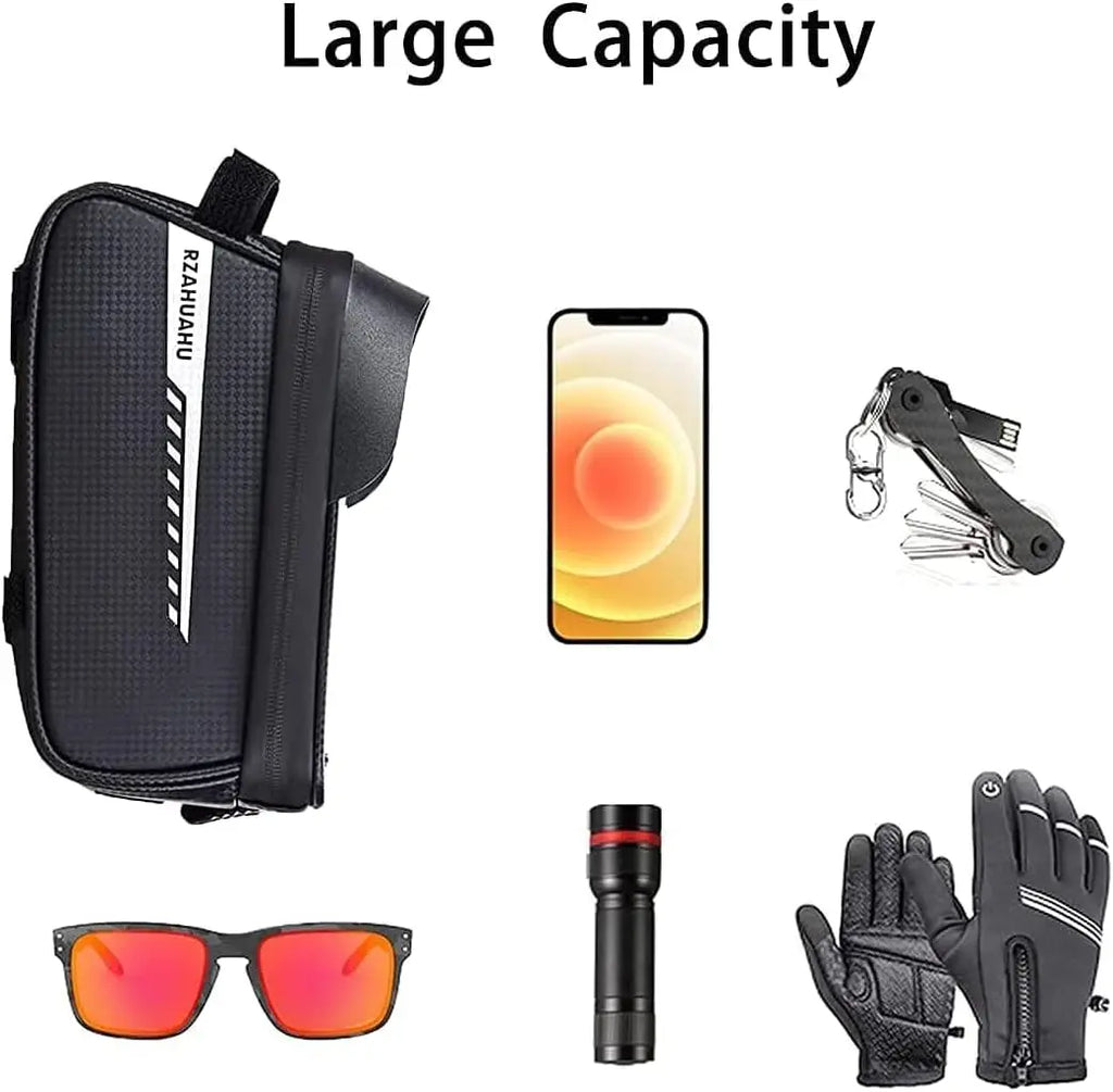 Waterproof Bike Phone Front Frame Bag | Handlebar Mount Pouch Bike Frame Bag Qme