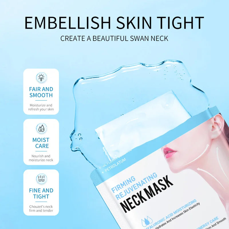 Hyaluronic Acid Collagen Neck Mask 10pcs – Firming & Moisturizing Neck Mask Qst