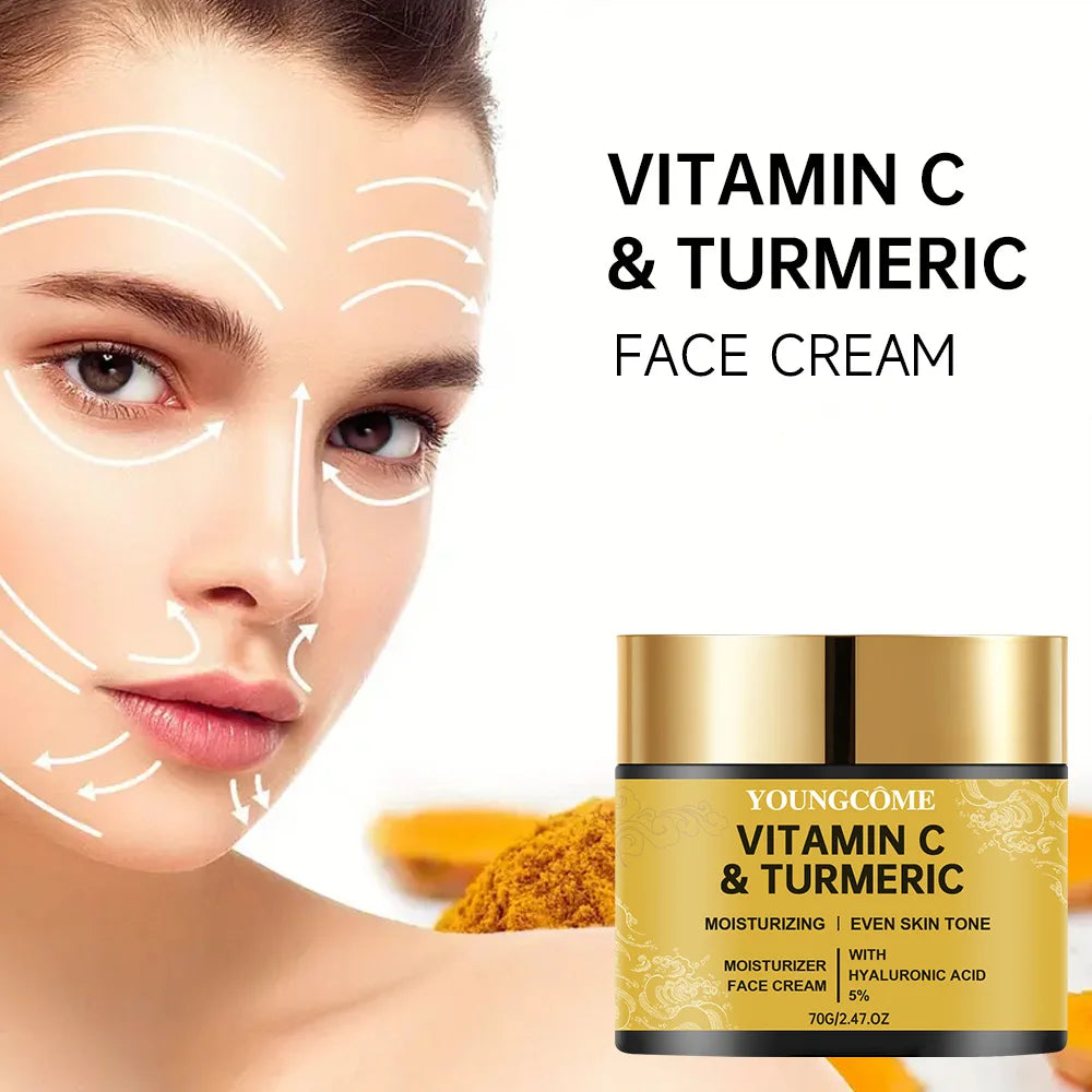 YOUNGCOME Turmeric Vitamin C Face Cream – Retinol & Hyaluronic Face Moisturizing Cream Qst