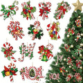 Wooden Christmas Tree Ornaments – Candy Cane, Bow & Bells Christmas Tree Ornaments Qme 12pcs