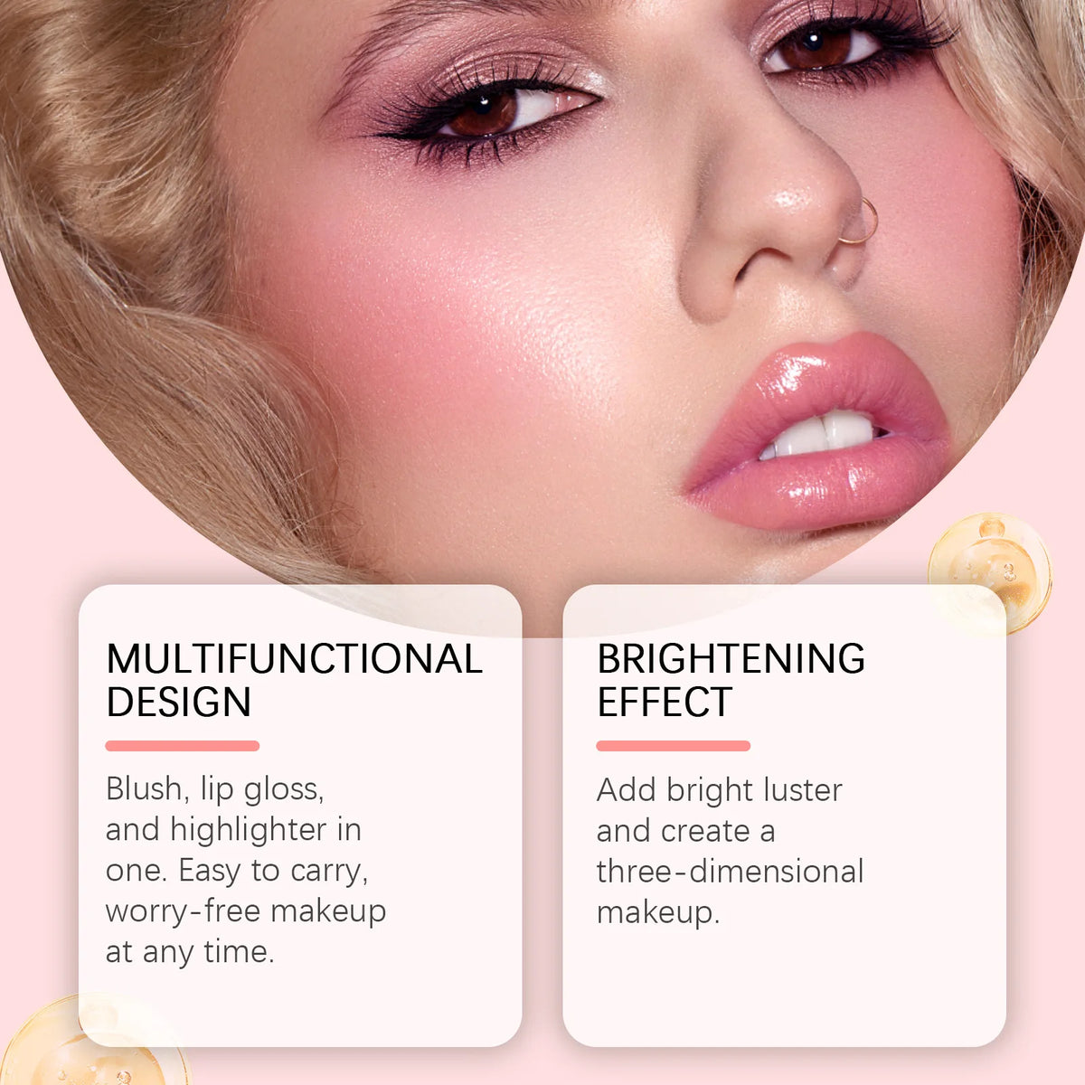Liquid Blush Stick Sponge Tip – Waterproof Long-Lasting Cheek Tint Liquid Blush Stick Qst