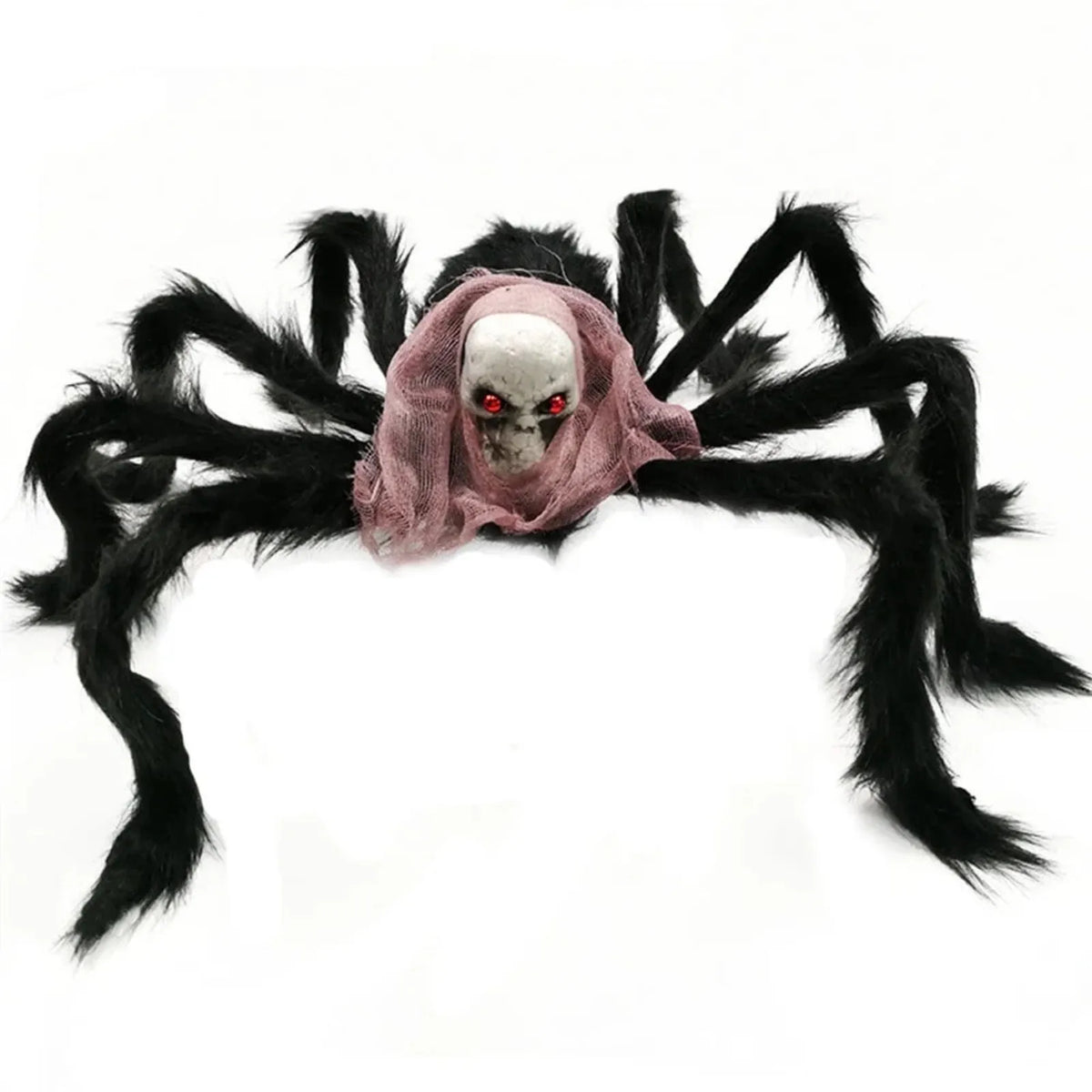 Realistic Skull Black Plush Spider Halloween Horror Prop Halloween Horror Prop Qme black One Size