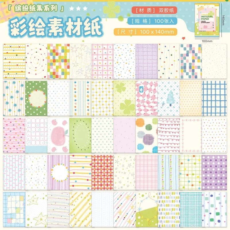 TIANZI 100-Pc Colorful Scrapbooking Background Paper Set Scrapbooking Paper Set Qme B