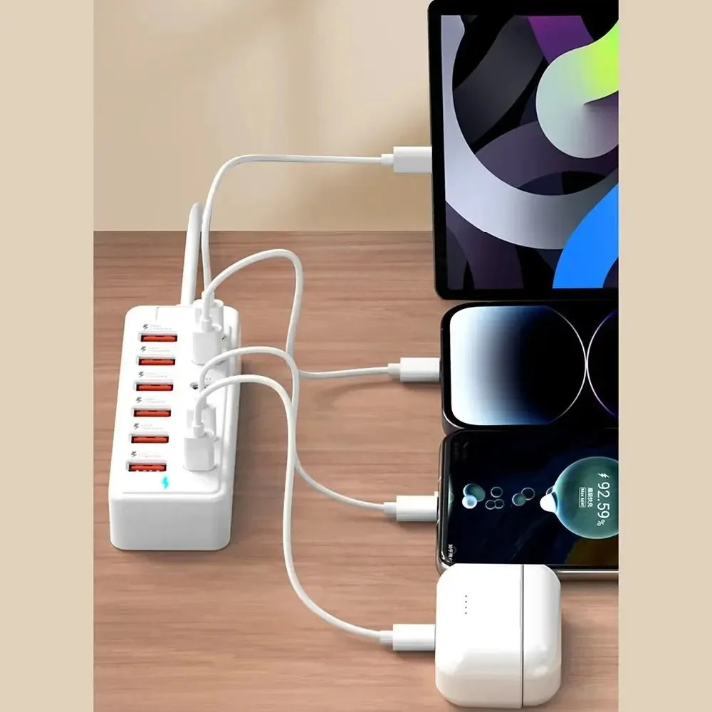Qme 66W USB Power Strip Multi-Port Desktop Charging Station USB Charging Station Qme