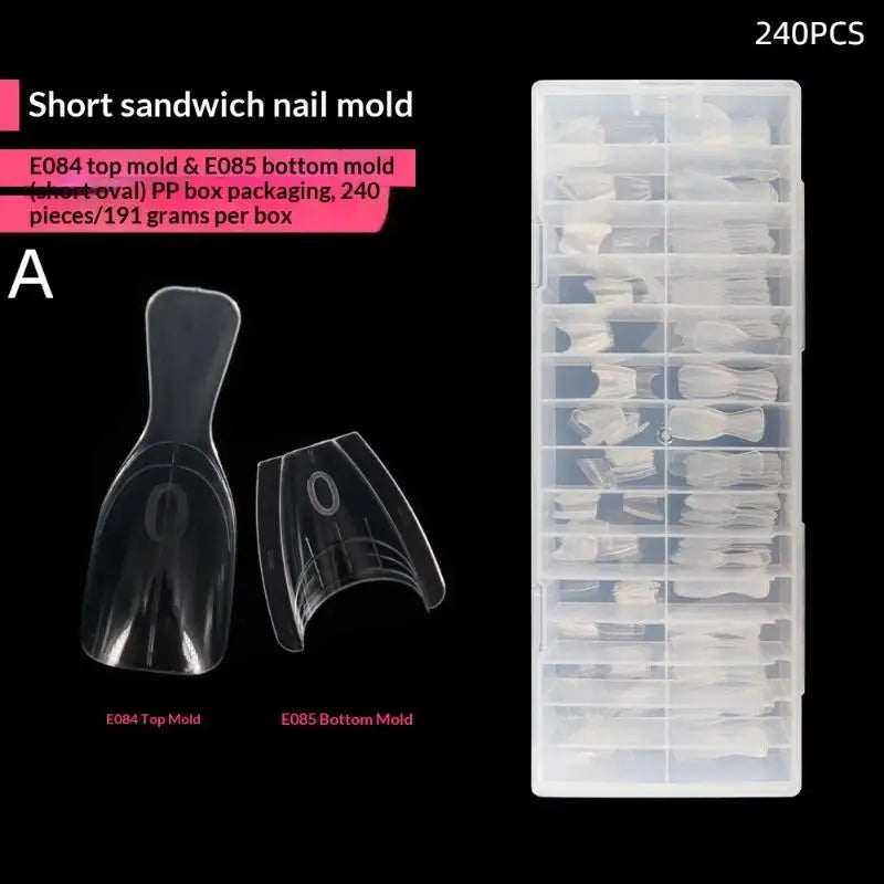Coffin Nail Forms Dual Sandwich Mold – Acrylic Extension System Nail Extension Mold Qme A240