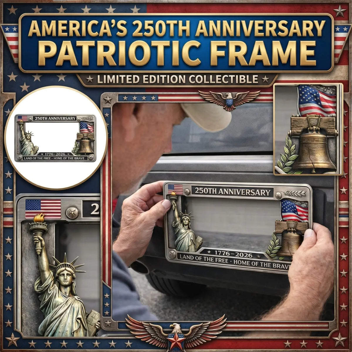 Statue of Liberty License Plate Frame – Alloy Front & Rear License Plate Frame Qme color
