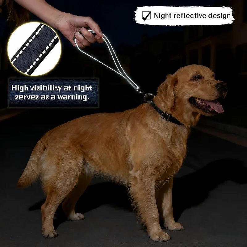 Short Nylon Dog Leash | Heavy-Duty Padded Handle, Reflective Short Dog Leash Qme
