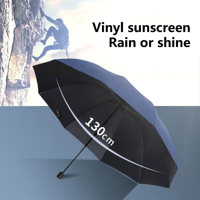 130cm Extra-Large 10-Bone Foldable UV & Windproof Umbrella Foldable Umbrella Qst