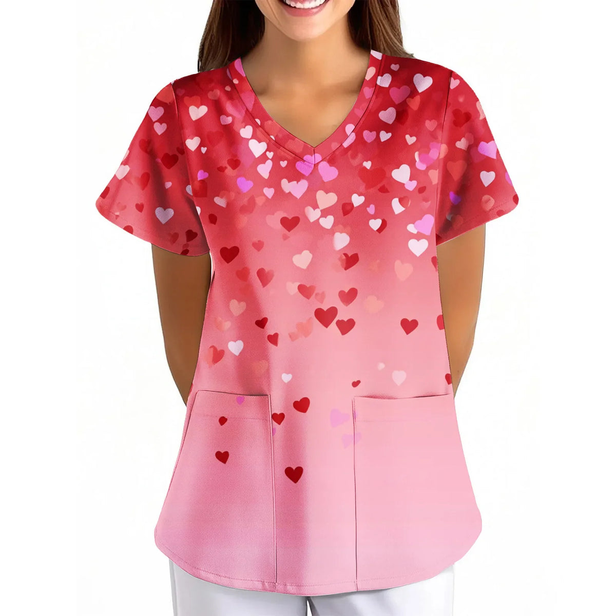 Women's Short Sleeve Scrub Top | Pharmacy & Salon Uniform Scrub Top Qme