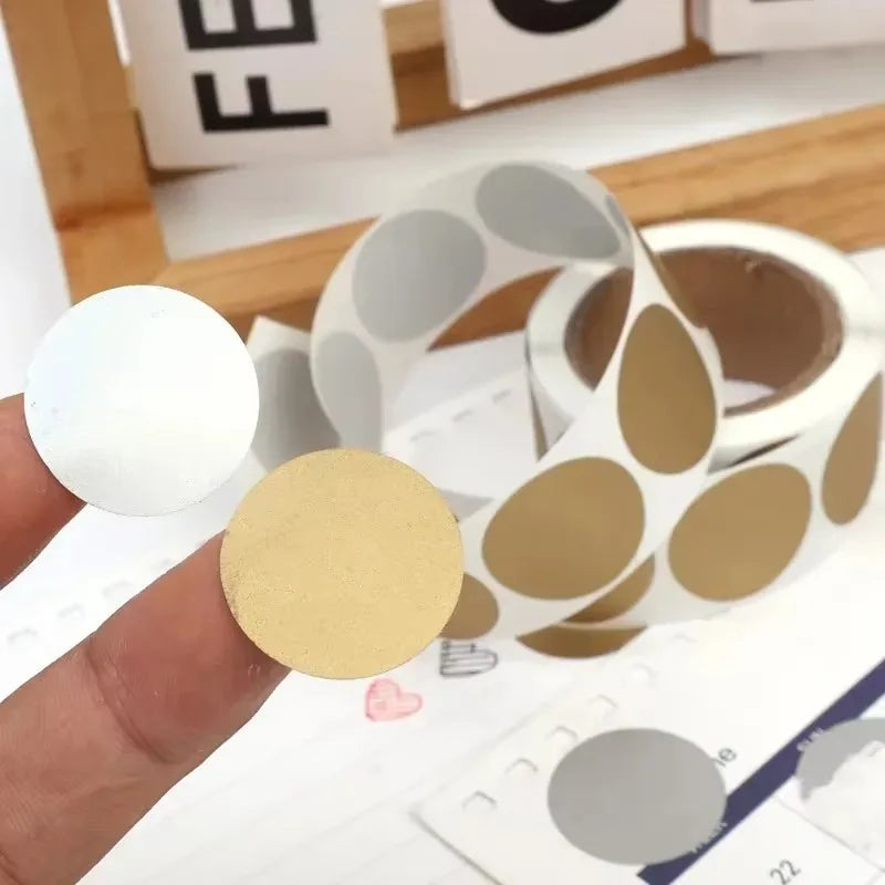 Scratch Off Stickers Round Labels Gold Silver DIY – 600pcs Scratch Off Stickers Qme