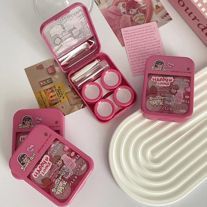 Cute Mini Contact Lens Case Travel Kit – Portable Storage Set Contact Lens Case Qst