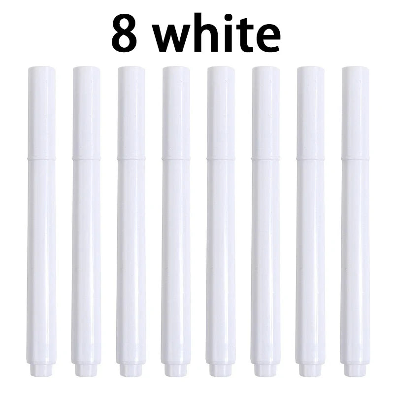 White Liquid Chalk Erasable Markers – Glass & Whiteboard Pens Liquid Chalk Markers Qme 8 white