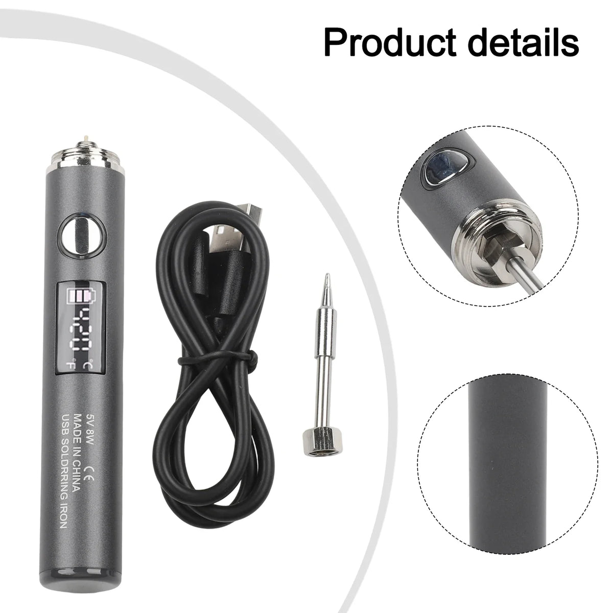 USB Digital Display Soldering Iron – Adjustable Temp & LCD Soldering Iron Qme L002