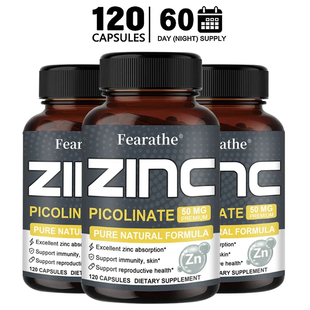 Zinc Picolinate 120 Vegan Capsules – Immune & Skin Support Zinc Supplement Qst 120 count-3 Bottle