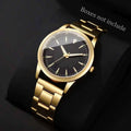Men's Simple Dial Quartz Business Watch – 4 Colors Quartz Wristwatch Qme Gold