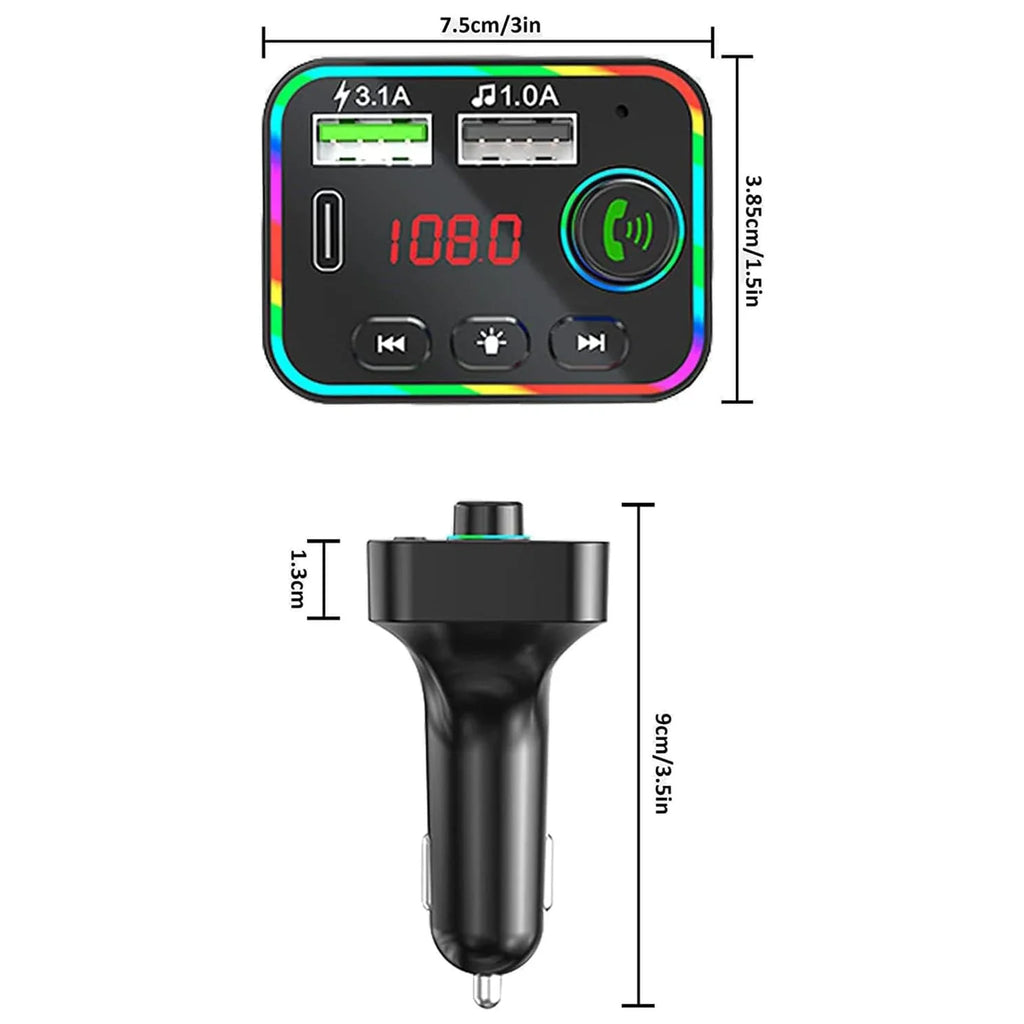 Bluetooth 5.0 FM Transmitter for Car | LED Display, Dual USB Car FM Transmitter Qme