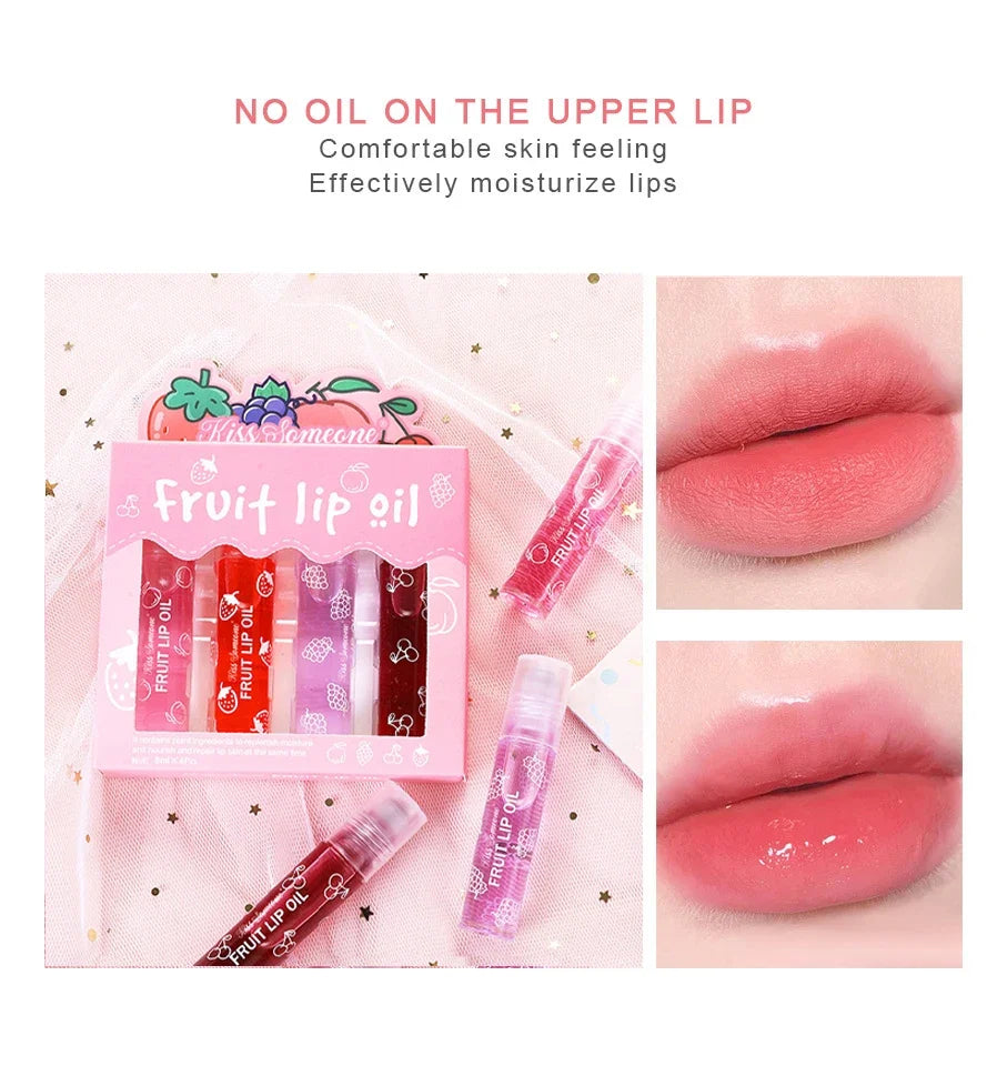 Fruit Ball Lip Oil Moisturizing Balm – 4-Pack Lip Care Set Lip Oil Balm Qme
