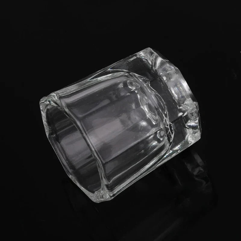 Crystal Glass Dappen Dish – Acrylic Nail Mixing Cup with Lid Nail Dappen Dish Qme