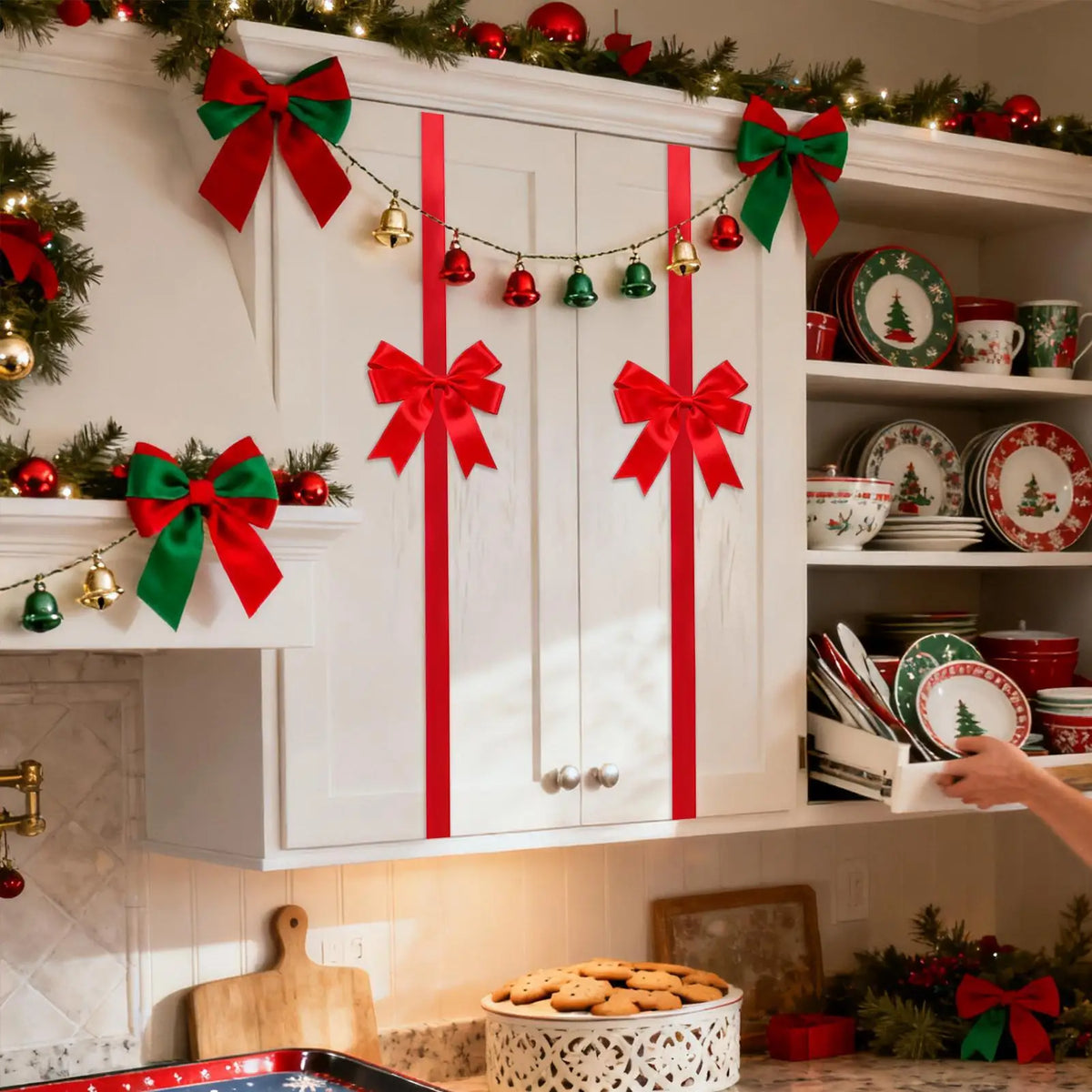 Reusable Red Christmas Ribbon Bows – Cabinet Holiday Decor Christmas Ribbon Bows Qme