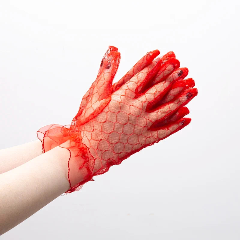 Women's Sheer Lace Mesh Gloves – Black Fashion Gloves Lace Fashion Gloves Qme