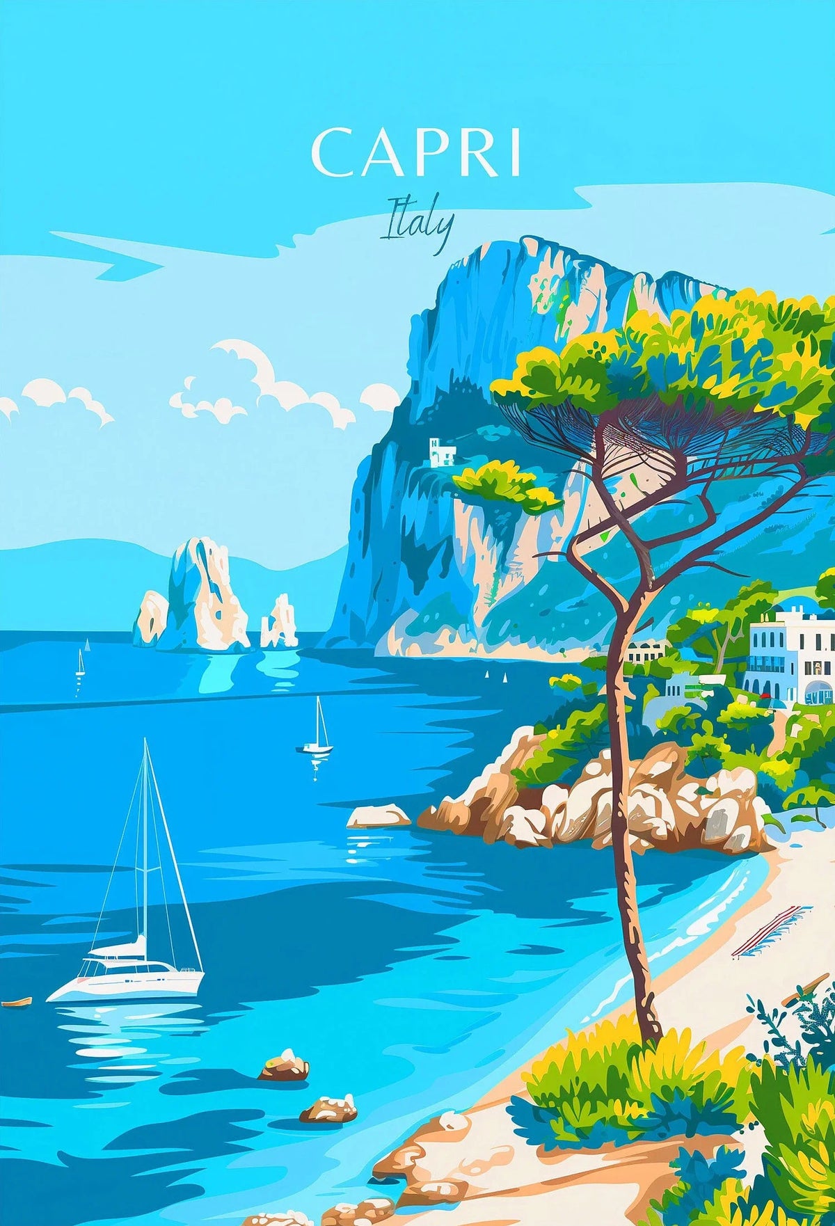 Italy City Canvas Wall Art – Colorful Fantasy Travel Poster Canvas Wall Art Qst