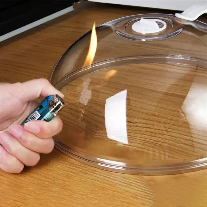 Microwave Splash Cover – Transparent Plastic Lid with Handle Microwave Splash Cover Qme